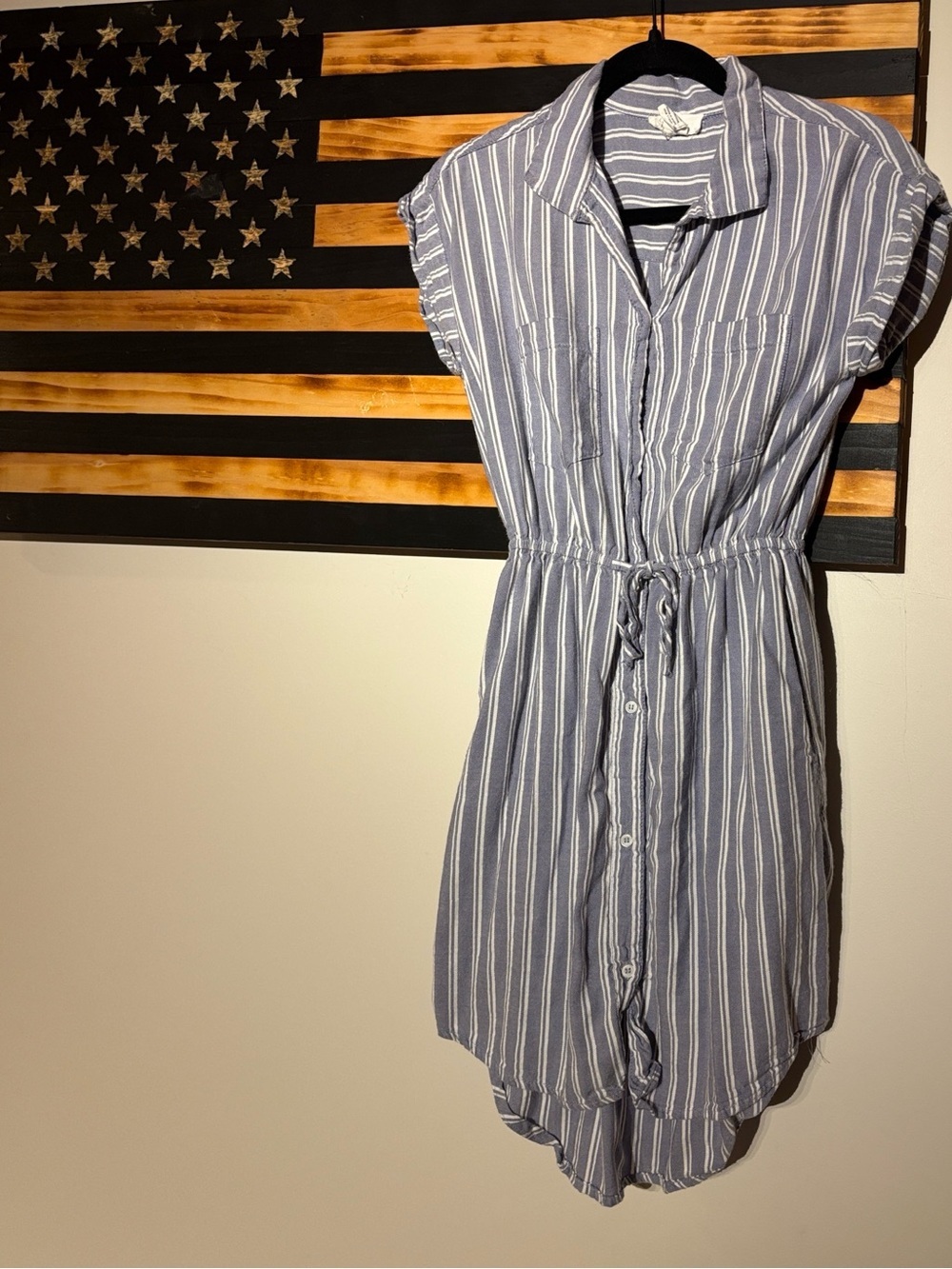 Japna Blue and White Striped Midi Dress